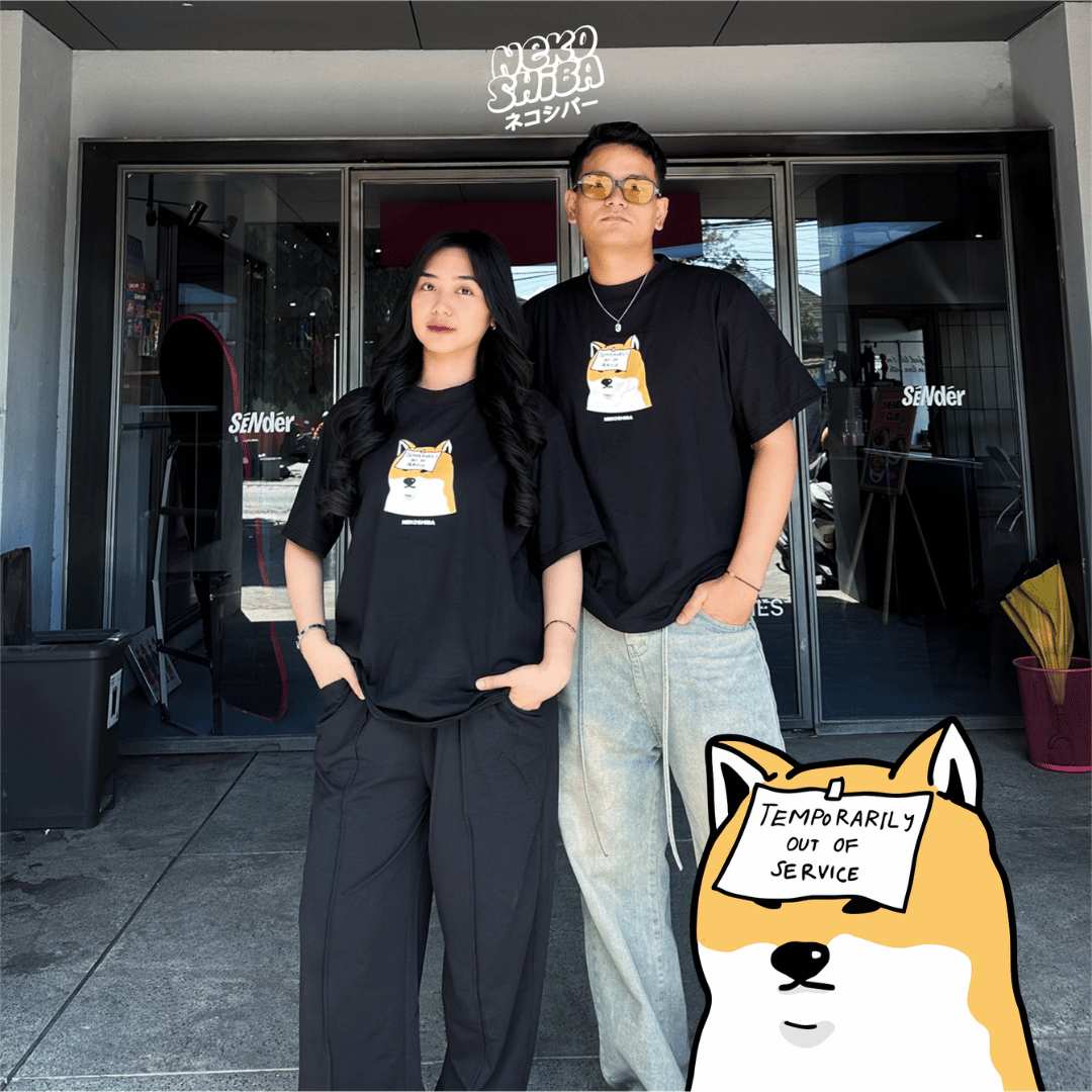 Baju kaos boxy shirt - Nekoshiba Temporarly out of service Tee - Image 2