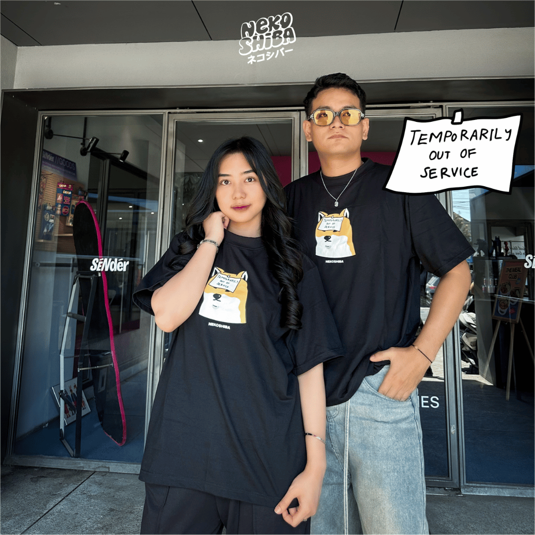 Baju kaos boxy shirt - Nekoshiba Temporarly out of service Tee - Image 3